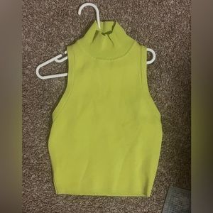 Zara Lime green knit Turtle neck tank top